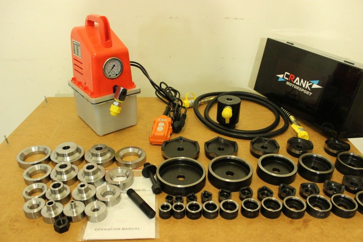 56 Pcs Dimple die + Hydraulic hole punch set. 16 114mm cut, 1/24 in TAPPER Croydon, Melbourne