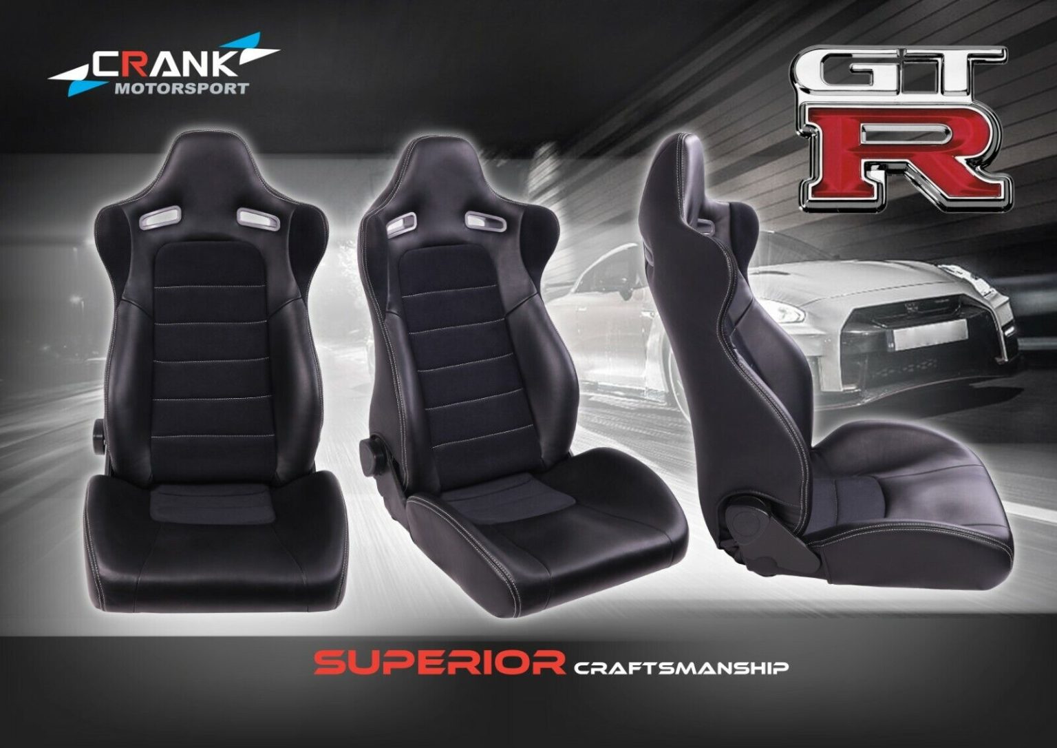 2x Crank Motorsport R34 GTR Mspec leather style seats ADR approved. AU ...